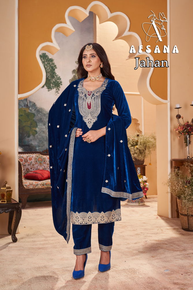 Jahan By Afsana Embroidery Winter Wear Velvet Readymade Suit Wholesalers In Surat